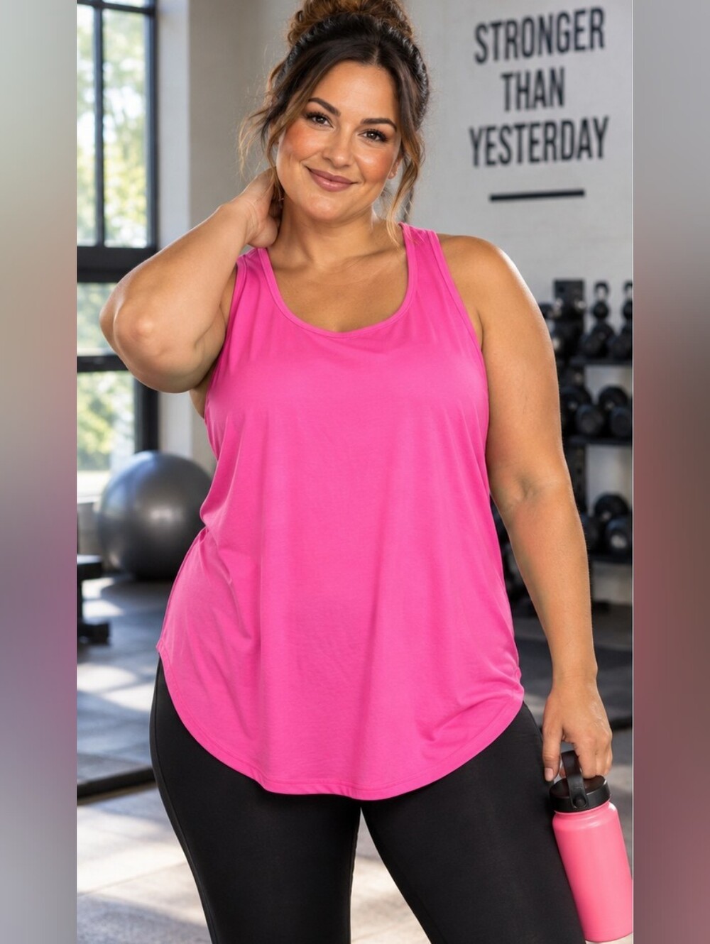DANSKIN | Hot Pink Racer Back Workout Shirt | size 1X/16W
